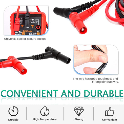 2 Pack 1000V 20A multimeter leads, multimeter leads & Test Lead Kit...