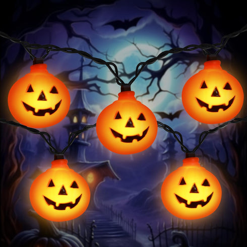 Pumpkin Halloween Decorations Lights, 8.5FT Pumpkin String Lights with 10 LED Waterproof Orange Jack-O-Lantern Lights for Outdoor Indoor Home, Hal...