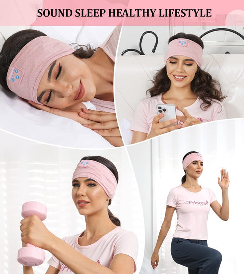 Perytong Sleep Headphones Adjustable Bluetooth Headband Soft Headphones Headband,Long Time Play Headphone Band with Built in Speakers Perfect for ...