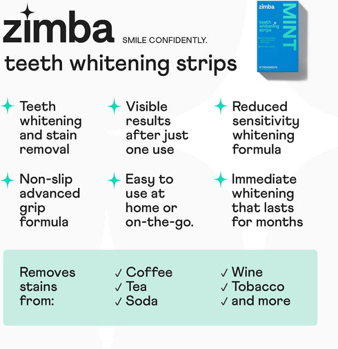 New Zimba Cherry Flavored Teeth Whitening Strips | Vegan, Enamel Safe Hydrogen Peroxide Teeth Whitener for Coffee, Wine, Tobacco, and Other Stains...