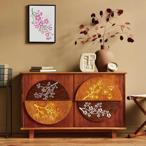 Cherry Blossom Flower Stencils for Painting on Wood Peach Blossom Branch Stencil A4 Template Paint Stencils for Painting on Wood Burning Art Craft...