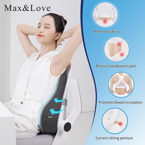 Max&Love Lumbar Support Pillow, Memory Foam Pillow Design, Ergonomic Pillow for Office Chair, Car Seat, Computer Desk and Sofa, Back Cushion for B...