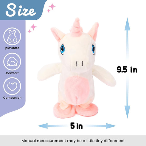 Hopearl Talking Unicorn Repeats What You Say Walking Electric Interactive Animated Toy Speaking Plush Buddy Gifts for Toddlers Birthday, 9.5''...