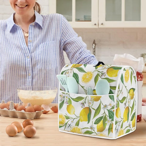 Floral Lemon Print Stand Mixer Dust-proof Cover for Kitchen Aid Mixer or Coffee Maker, Appliance Dust Cover Kitchen Appliance Accessories with Poc...