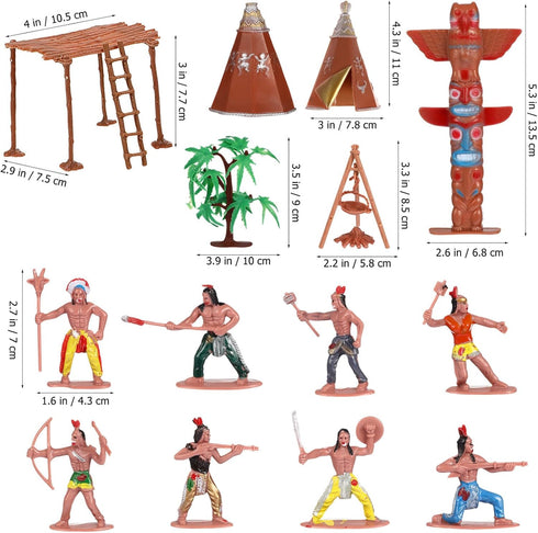 Totority Indians Action Figure Model Playset: 13pcs Native American Figures Decoration Wild West Cowboys Adornments for 15+...