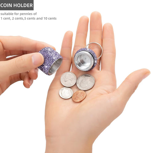 Keychain Pill Holder Bling Small Pill Box for Purse Portable Pill Case Organizer Cute Key Chain Pill Container Bottle for Capsule Vitamin Suppleme...