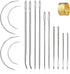 Heavy Duty Hand Sewing Needles Kit, 14Pcs Sewing Leather Needle Set, Upholstery Needles, Leather Sewing Needles with Curved Needle Triangular Need...