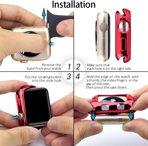 Case for Watch 38mm Series 3 Series 2 Series 1 Watch case with Metaliz Hood Flexible Clear Soft TPU Lightweight Protective Pretector Cover-Shiny R...