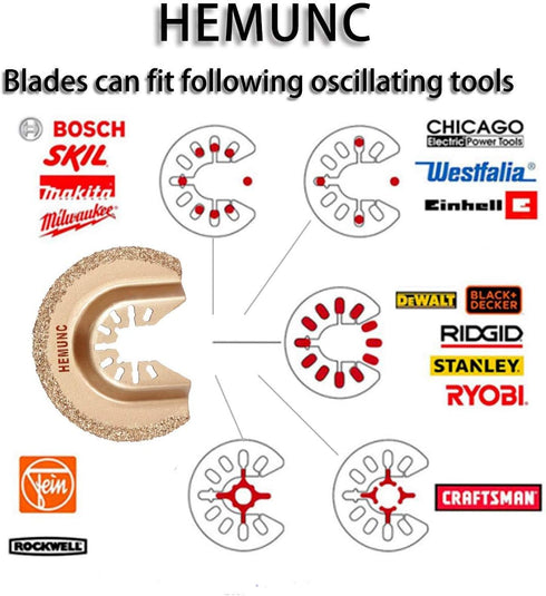 Oscillating Tool Blades, HEMUNC 5pcs Universal Semicircle Carbide Oscillating Multitool Saw Blades Accessories kit Compatible with Dewalt Dremel R...