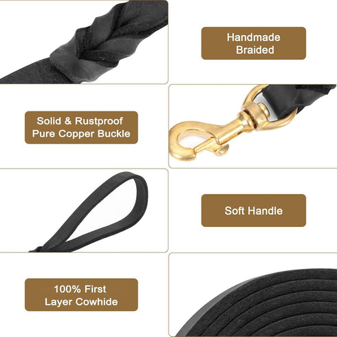 Guiding Star Leather Dog Leash 6ft, Dog Leashes for Large Dogs Heavy Duty, Soft Durable Braided Handmade Leather Training Leash for Large & Medium...