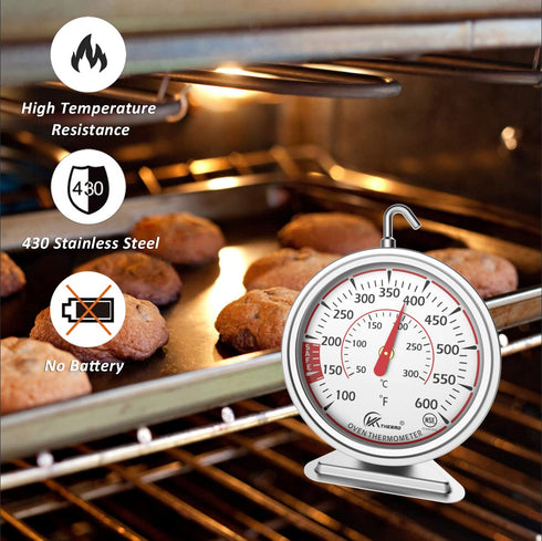 2.5“ Large Dial Oven Thermometer,Grilling and Cooking Thermometer- with Dual Scale and 360 Degree Rotary Hook, Easy to Read Large Reading Number S...