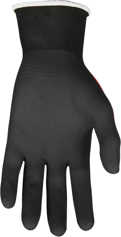 MCR Safety Gloves N96970L BNF Ninja 18 Gauge Nylon/Spandex Shell NFT Palm and Fingertip Coated Work Gloves, Large, 1 Pair, Black...