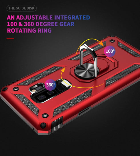 Military Grade Drop Impact for Samsung Galaxy S9 Plus Case 360 Metal Rotating Ring Kickstand Holder Magnetic Car Mount Armor Heavy Duty Protection...