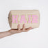 2PCS Patch Makeup Bag Preppy Cosmetic Bag Set Toiletry Storage Purse Skincare Pouch Waterproof PU Leather Travel Makeup Organizer for Women...