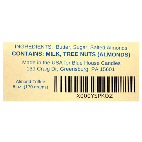 Almond Toffee, Gourmet Small Batch Sweet Buttery Goodness, 6 oz...