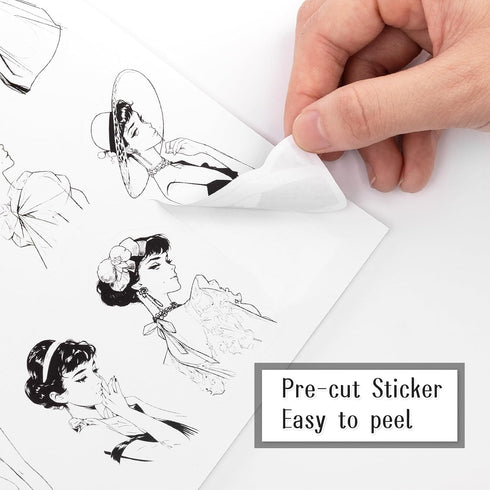 Dizdkizd Black and White Themed Elegent Women Sticker Book for Scrapbooking, Journaling, 194 Vintage Pre-Cut Stickers for Junk Journaling, Planner...