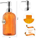 16 OZ Soap Dispenser?Tempered Glass Clear Vertical Stripe with 304 Rust Proof Stainless Steel Pump Refillable Liquid Hand Soap Dispenser?for Bathr...