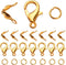 500pcs Jewelry Making Accessories Kit, 200pcs Knot Covers Clamshell Fold-Over Bead Tips 100pcs Lobster Claw Clasps and 200pcs Open Jump Rings Conn...