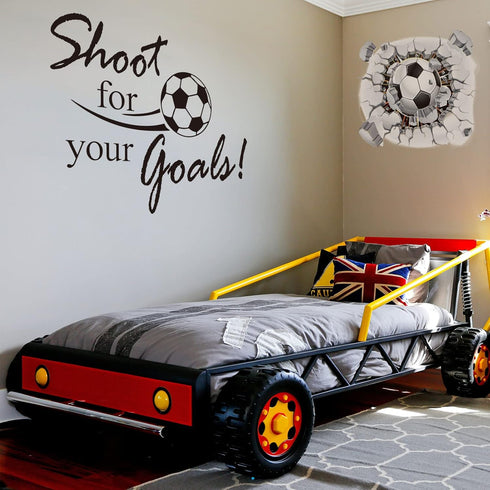 Soccer Wall Decal 3D Soccer Wall Decor Stickers for Room Decor Football Stuff Shoot for Your Goals Football Sticker for Kid Boy Bedroom Art Decora...