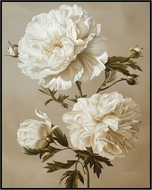 Posterizer 1 pcs-white minimal aesthetic romantic flowers-Floral & Botanical Art-Abstract & Modern Art-Decor for Home & Office- UNFRAMED Wall Art...