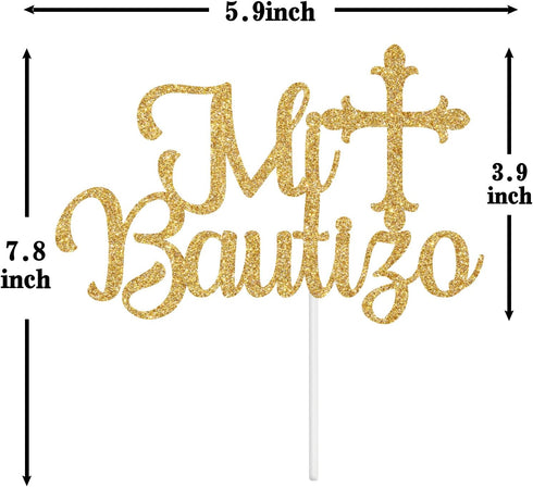 Spanish Mi Bautizo Cake Topper for Baby Shower Party Decor, Mi Primera Comunion, Baby's 1st Birthday/Gender Reveal/Baby Baptism Party Decoration S...