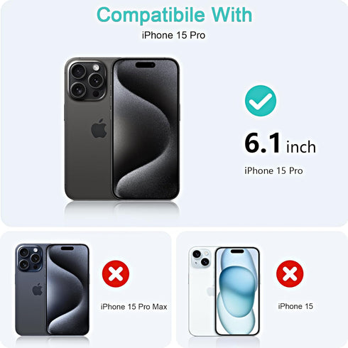 2 Pack Purple Privacy Screen Protector for iPhone 15 Pro 6.1 inch, 9H Anti-Spy Tempered Glass, Easy Installation, High Sensitivity, Case Friendly...