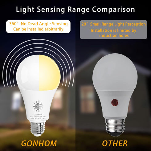 8 Pack Dusk to Dawn Light Bulbs Outdoor, 2700K Warm White, 720LM, 9W(60W Equivalent) A19 E26 Automatic On/Off LED Sensor Light Bulbs, Dusk to Dawn...
