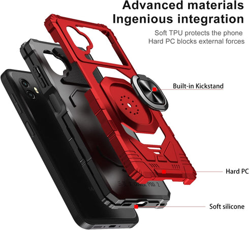for Samsung Galaxy Xcover 6 Pro Phone Case with Tempered Glass Screen Protector,Military Grade Heavy Duty Shockproof Protective Cover,with Ring Ki...