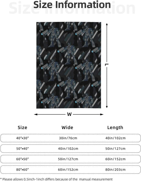 Robotic Warrior Pattern Throw Blankets All Season Ultra Soft Warm Robot Giftable Fleece Blanket for Home Bed Sofa Couch Chair Outdoor Travel Campi...