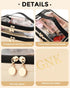 Cosmetic Bags for Women Clear Leather Double Layer Makeup Bag - Large Travel Skincare Bag For Travel Organizer Toiletry Bag - Beige...