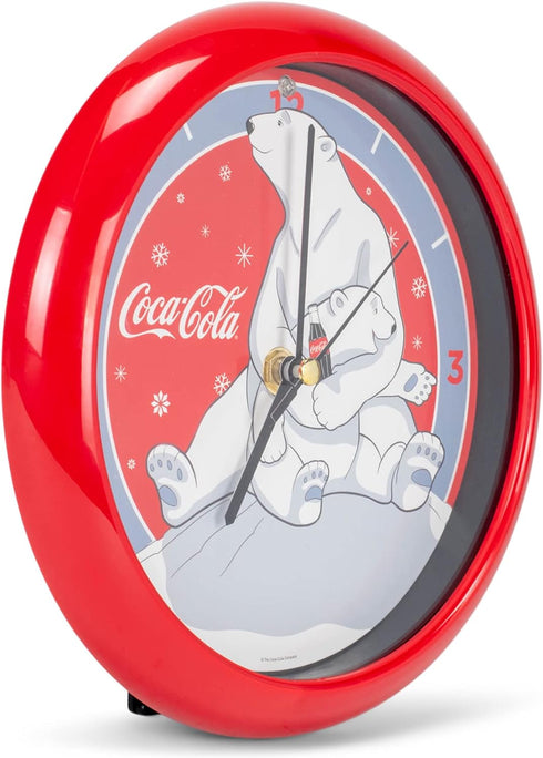Mark Feldstein & Associates Coca Cola Polar Bear Hugs Festive Red 8 inch Holiday Carol Sound Clock...