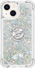 CCSmall Glitter Clear Sparkly Bling Case for Apple iPhone 15, Flowing Liquid Quicksand Cover with Diamond Ring Holder Case for iPhone 15 LSZ Silve...