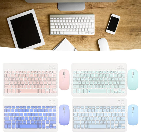 Wireless Keyboard and Mouse,Rechargeable Bluetooth Keyboard and Mouse Combo,Ultra Slim Portable Compact Wireless Mouse Keyboard Set for Windows, L...