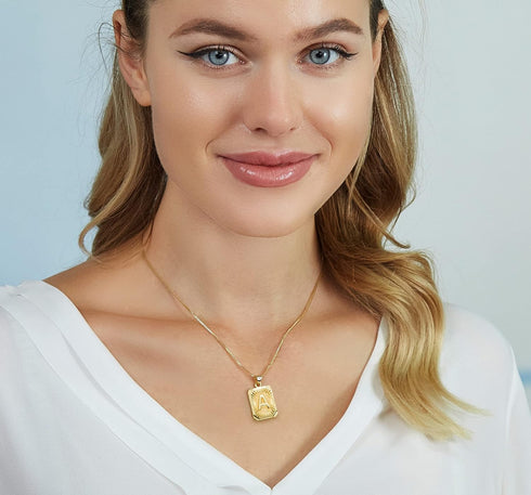 14K Gold Plated Monogram Initials, Alphabet Pendant Letter A to Z Necklaces for Women with Gift Box | Adjustable Chain, Minimalist, Tiny Dainty Al...