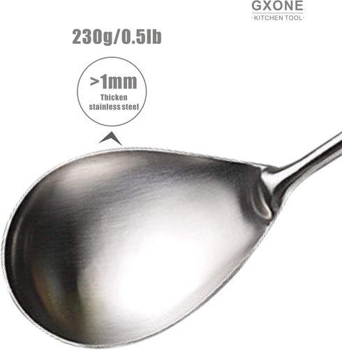 Large Serving Spoons,304 Stainless Steel Cooking Spoon with Heat Resistant Wooden Handle,Silver/12.4Inch...