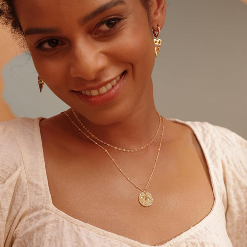 Fettero 14K Gold Plated Coin Pendant Necklace for Women | Ocea Sea Bohemian Necklace | Animal Flower Adjustable Chain Necklaces | CZ Dainty Gold N...