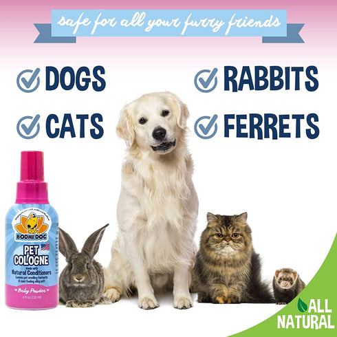 Bodhi Dog Baby Powder Scented Cat & Dog Cologne 4oz + Oatmeal Dog Shampoo & Conditioner for Pet Grooming 8oz | Moisturizing Dog Shampoo for Sensit...