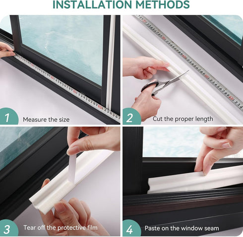 MOPMS Draft Stopper Sweep, Door Weatherproofing Stripping, Window Seal Strip Self-adhisive Soundproof Cuttable Weather Length 13.12 Ft (2 Pcs x 6....