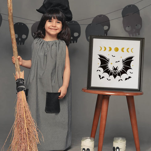 BENECREAT 12x12inch Bat Plastic Cutouts Painting Template, Moon Phase Pattern Halloween Decoration Stencils for Art Spraying, DIY Mould Decor, Woo...