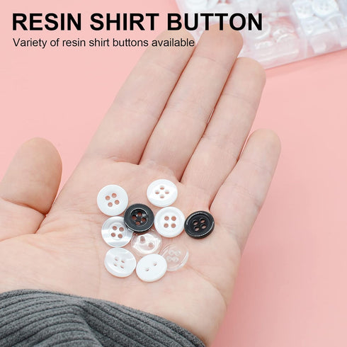 200Pcs Resin Buttons Children's Sweater Shirt Sewing Buttons, 11.5mm Transparent Round 4-Hole Buttons Decorative Button Accessories with Storage B...