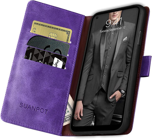 SUANPOT for Moto G Power 2021 with RFID Blocking Leather Wallet case Credit Card Holder, Flip Folio Book Phone case Shockproof Cover for Women Men...