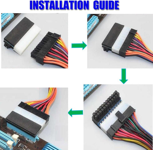 SUPERPLUS Right Angle ATX 24-Pin Female to Male Adapter for Desktop PC Power Supply - 90 Degree Cable...