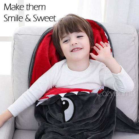 CozyBomB™ Shark Blanket Cozy Wearable Hoodie, Cartoon Animals Shark Hoodie Onesie,Gray Sleeping Bag Interesting Onesie Blanket Costume Gifts for B...