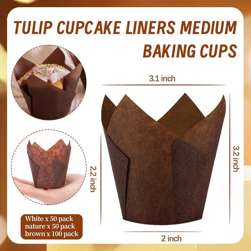 200PCS Tulip Cupcake Liners Parchment Baking Cups Muffin Wrappers Perfect for Birthday Parties, Weddings, Baby Showers, Catering, Restaurants Stan...