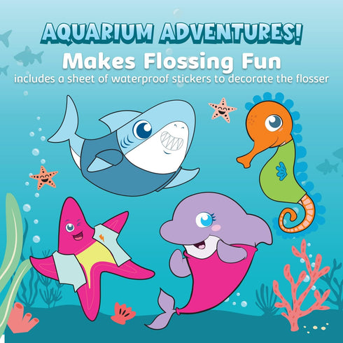 AquaSonic Kids' Water Flosser for Ages 6+ | Standard Nozzle, Orthodontic Nozzle & Waterproof Stickers | 4 Flossing Modes | Aquarium Adventures The...