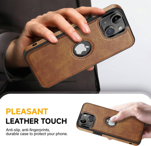 Design Compatible with iPhone 13 Mini Case Luxury Leather Business Vintage Slim Non-Slip Soft Grip Shockproof Protective Cover (2021) 5.4 Inch (Br...