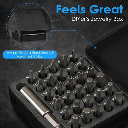 31in1 S2 Steel Screwdriver Bit Set with 1/4" Magnetic Bit Holder, Mini EDC Tool, for 1/4" hex shank screwdriver, bit holder, power tool, hand tool...