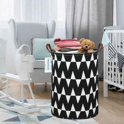 LANGYASHAN Laundry Basket Canvas Fabric Collapsible Organizer Basket for Storage Bin Toy Bins Gift Baskets Bedroom Clothes Children Nursery Hamper...