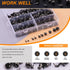 Rustark 500PCS 5 Sizes Black Paper Fasteners Round Brads Fasteners Assortment Kit Mushroom Head Paper Fasteners Brass Metal Brads Scrapbooking Dec...