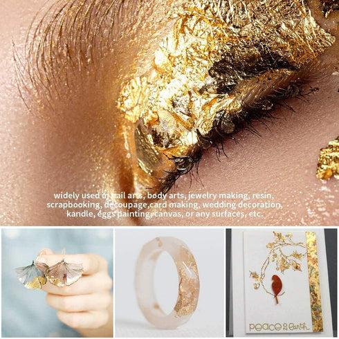 Tamicy 500 Sheets 10 Colors Metallic Gold Foil Leaf Paper - Foil Paper Slime Decorating Gilding Furniture, DIY Nails, Arts, Crafts, Paintings...